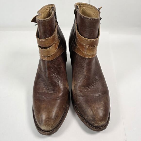 Bed Stu Cobbler Boots Womens Size 9 Brown Leather Ankle Buckle Zip Distressed - Picture 3 of 15